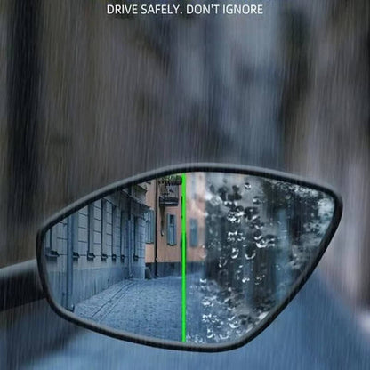 Belro windshield water repellent applied to a car windshield, demonstrating water runoff and clarity for improved visibility.