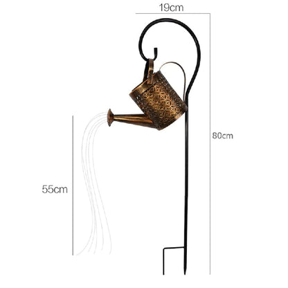 Mivoza solar garden lamp with watering can design, outdoor lighting features rain sound and decorative elements for garden ambiance