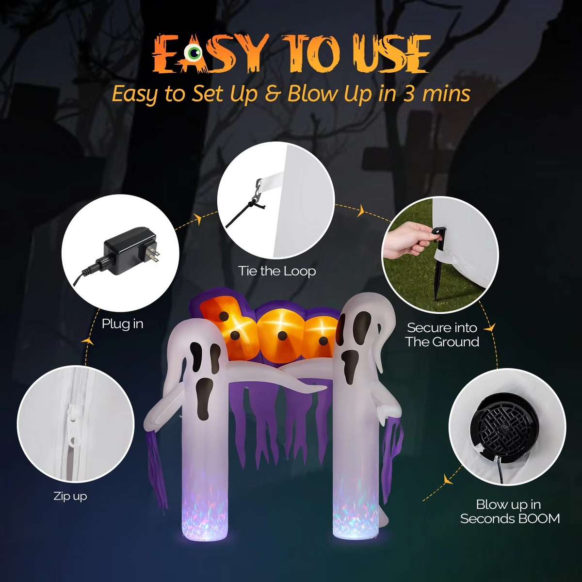 Belro large outdoor Halloween decoration for home and garden, featuring spooky design for holiday outdoor decor.