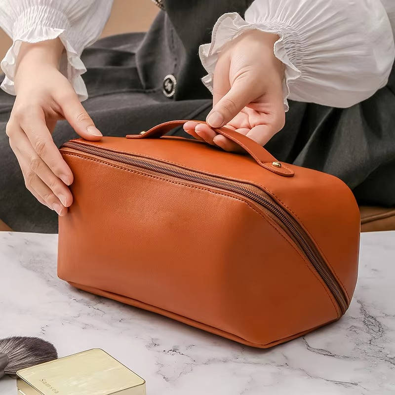 Belro cosmetics storage bag with zipper compartments, compact design, and durable fabric for travel and organization.