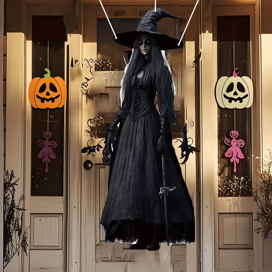 Belro hanging Halloween outdoor decoration with spooky ghost and pumpkin design for home and garden decor.