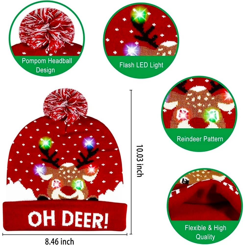 Belro men's light-up Christmas hat with festive design and LED lights, perfect for holiday celebrations and parties.