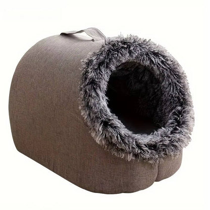 Belro winter cat bed with plush interior and cozy design, ideal for keeping cats warm and comfortable during cold weather.