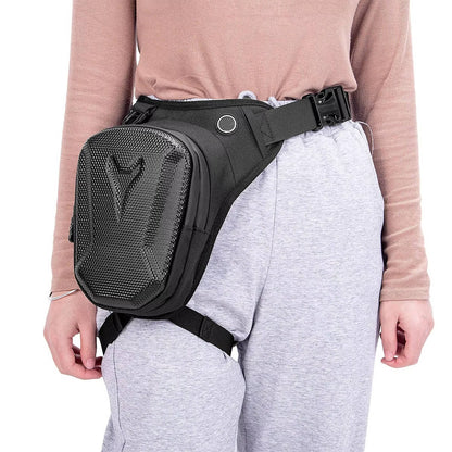Belro motorcycle leg bag with adjustable straps and multiple compartments, designed for convenient storage while riding.