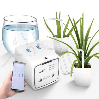 Belro WiFi smart automatic waterer for plants with digital controls, suited for watering up to 20 outdoor garden pots.