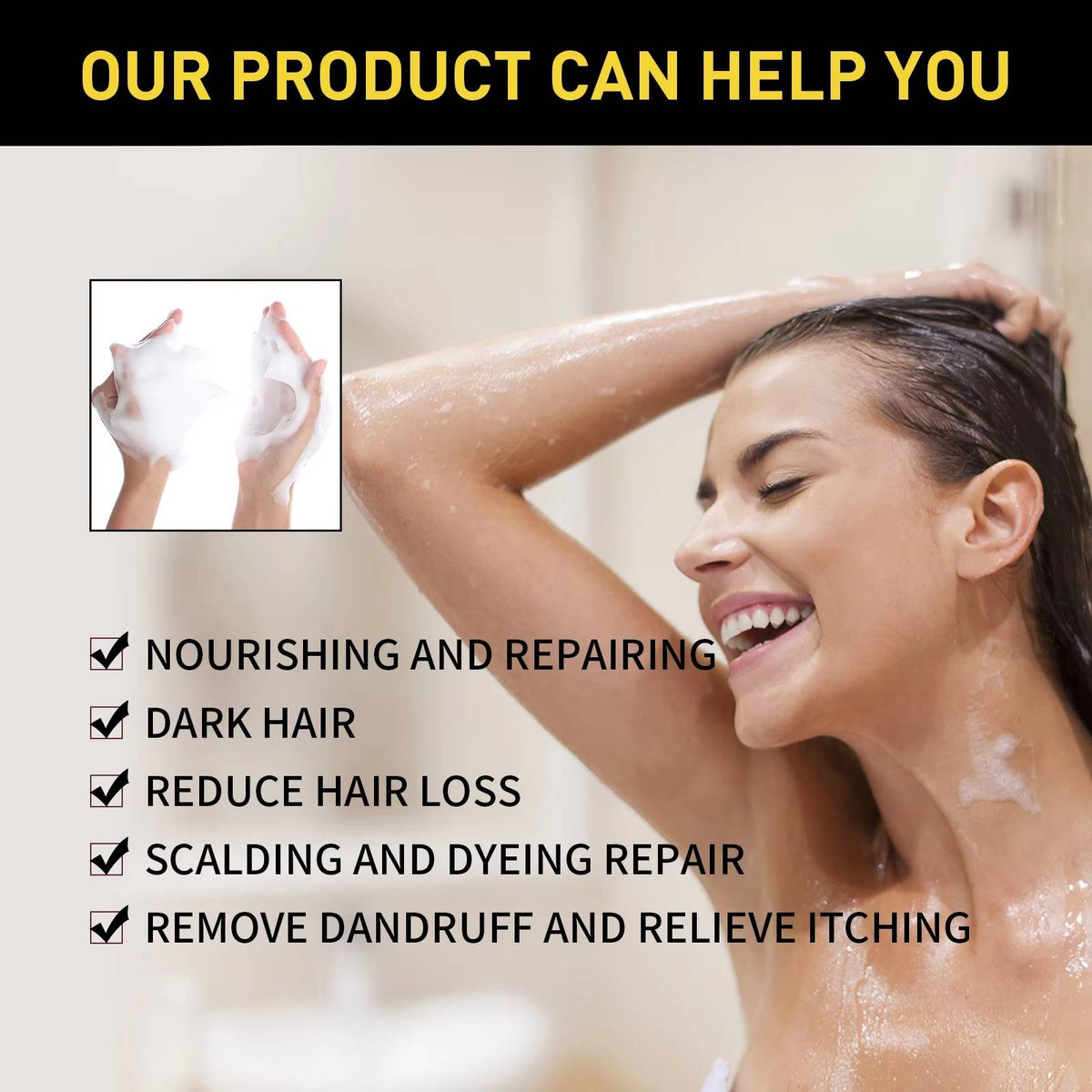 Belro black hair shampoo dye bottle, close-up of packaging showing the product for hair coloring and hair care.