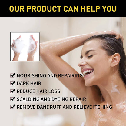 Belro black hair shampoo dye bottle, close-up of packaging showing the product for hair coloring and hair care.