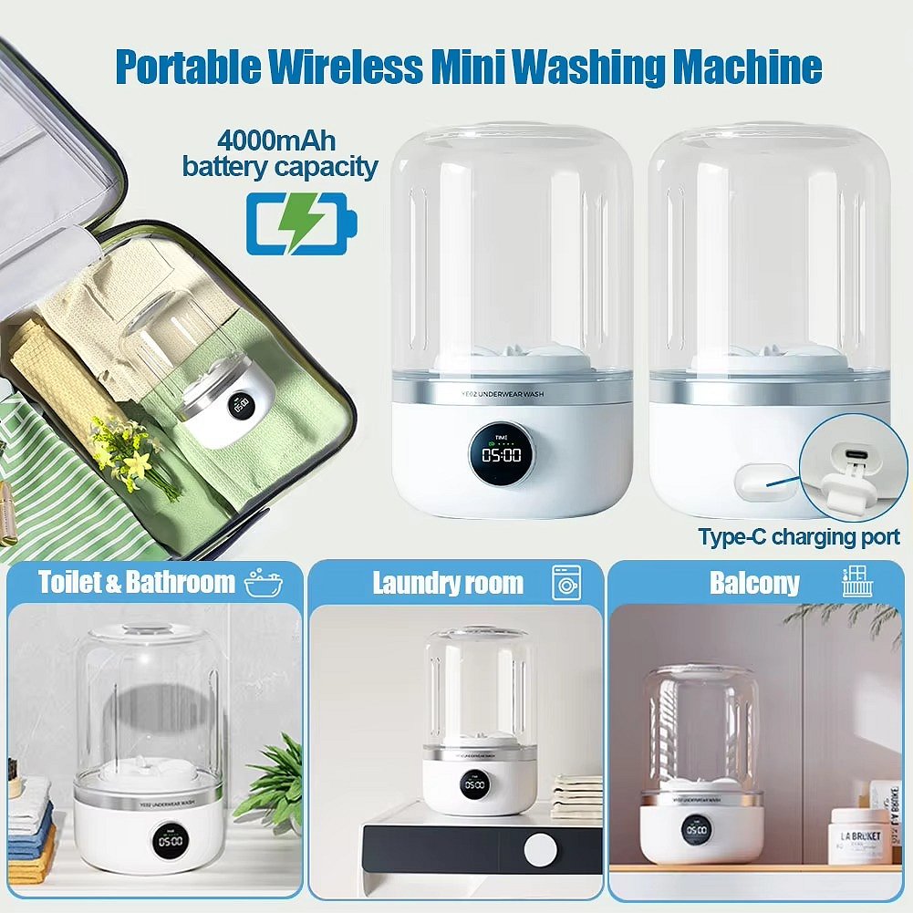 Belro mini rechargeable washing machine for home and outdoor use, compact and portable appliance for laundry tasks.