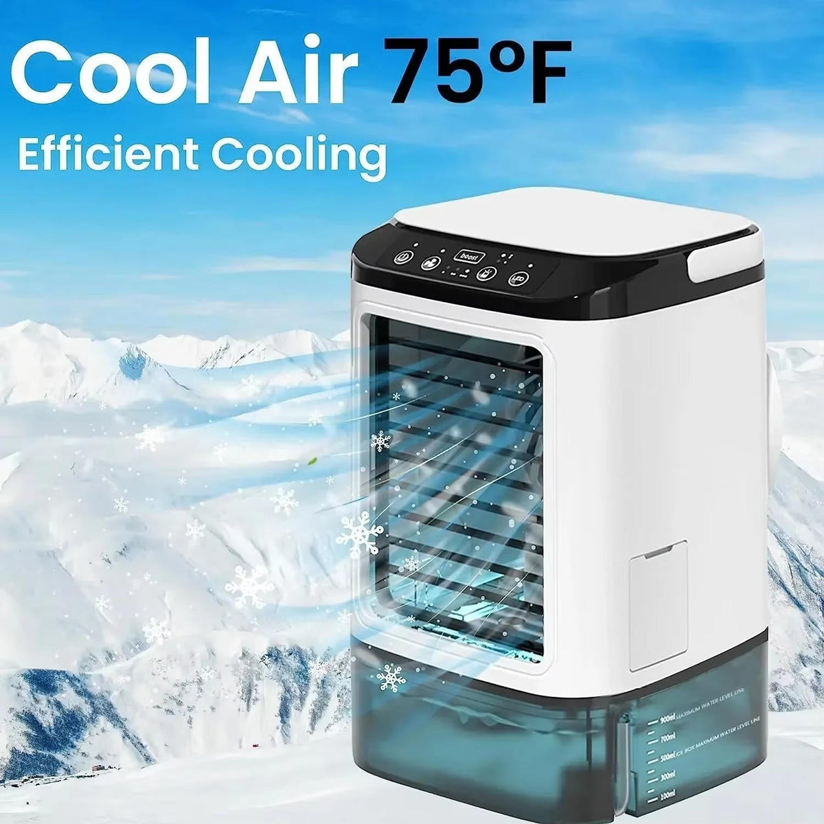 Belro portable mini air conditioner for outdoor use, compact design with vents and control panel, ideal for cooling outdoor spaces.