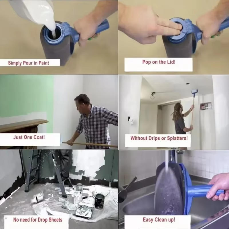 Belro self-priming paint brush roller with a sturdy handle and roller cover, ideal for smooth paint application on walls.