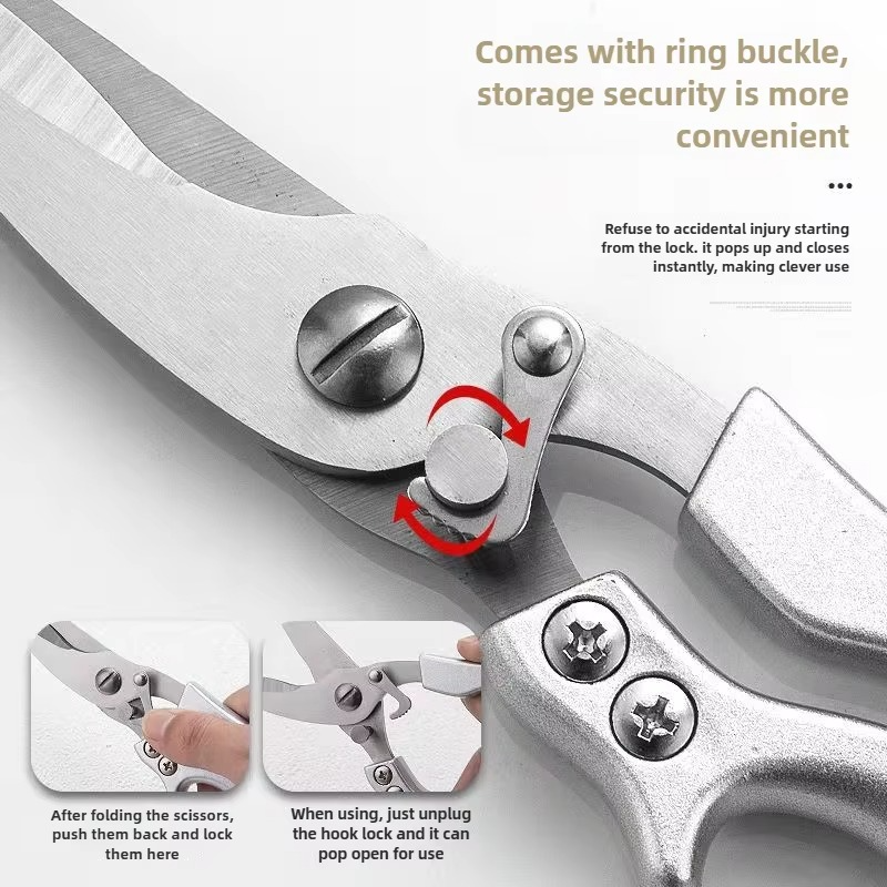 Belro chicken shears with stainless steel blades for kitchen and poultry cutting, showcasing ergonomic handles.