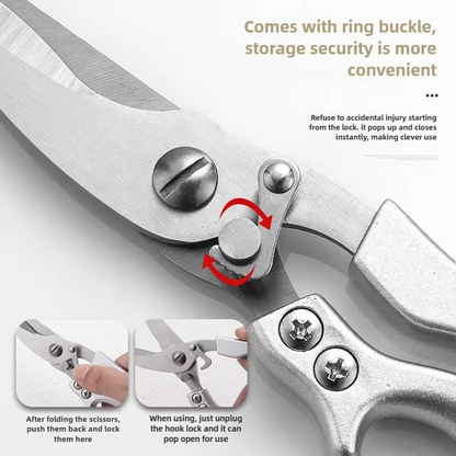 Belro chicken shears with stainless steel blades for kitchen and poultry cutting, showcasing ergonomic handles.