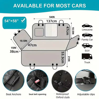 Belro waterproof dog car seat protector with scratch-resistant surface, fitting automotive seats for pet safety during travel.