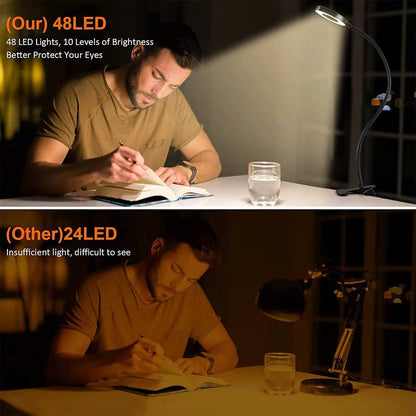 Belro clamp on desk lamp with flexible 360° arm, eye-friendly LED lighting, ideal for adjustable workspace illumination