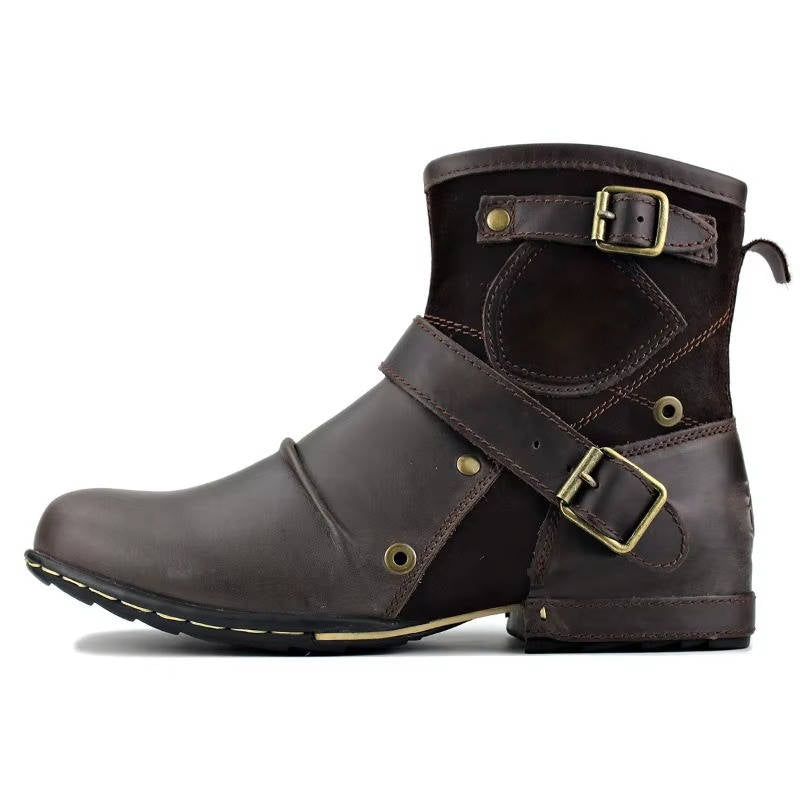 Belro men's vintage style ankle boots with buckled straps, showcasing classic footwear design and leather material.