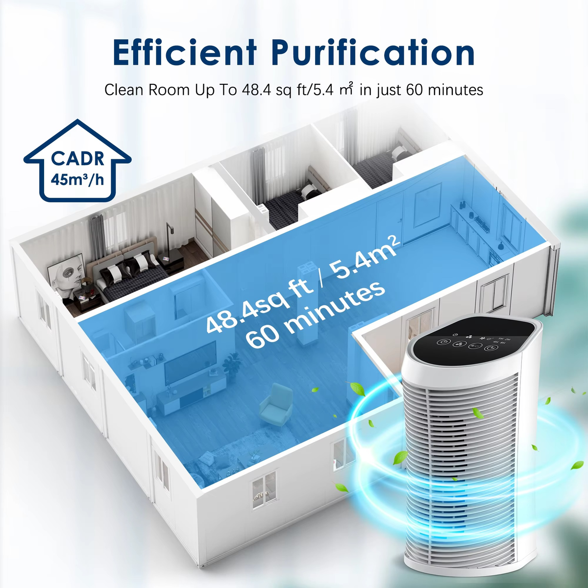Belro Air Purifier HEPA filter for indoor use, 200 sq ft, showing the filter component with sleek electronic design.