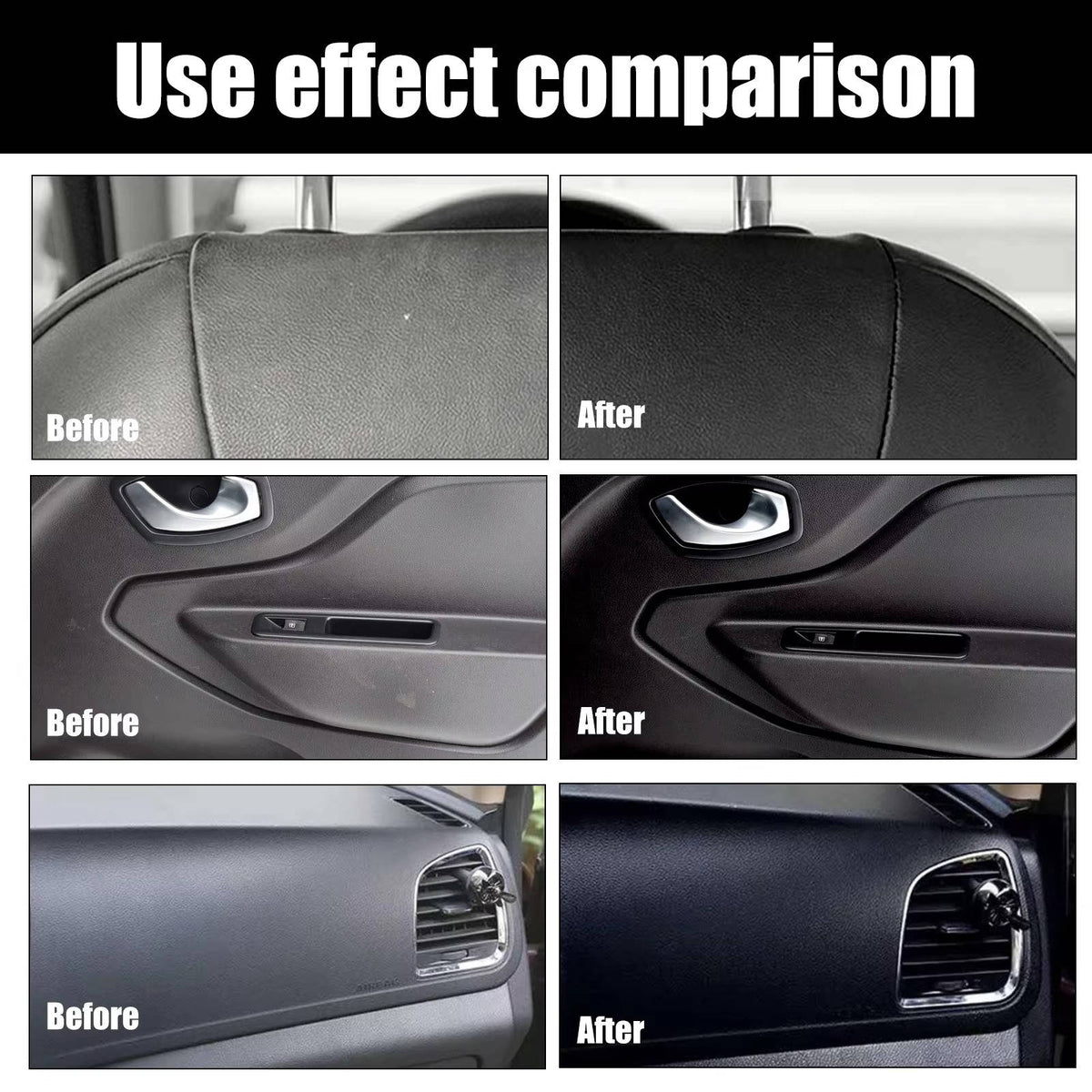 Belro Professional Car Interior Cleaner set of 3 bottles, shown with spray nozzles and cleaning solution for car interior detailing.