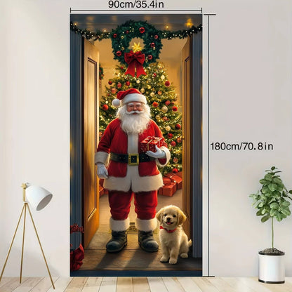Festive Christmas front door decoration by Belro featuring holiday greenery and ornaments for home and garden decor.