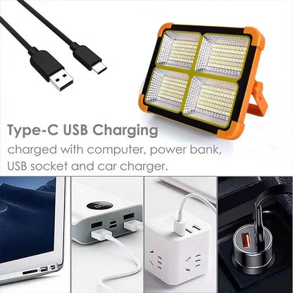 Belro solar portable camping lamp with LED light, compact design, ideal for outdoor camping and emergency lighting.