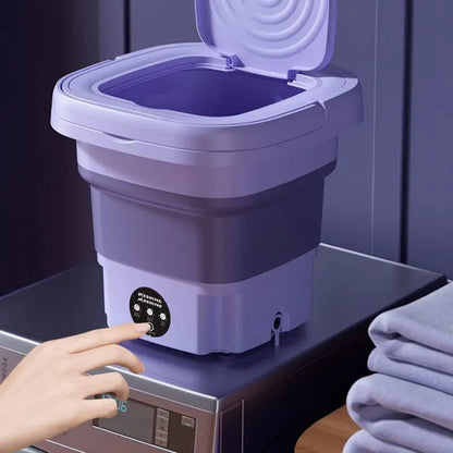 Belro foldable portable washing machine with spin dryer, compact mini clothes washer for home and outdoor use, in a practical design.
