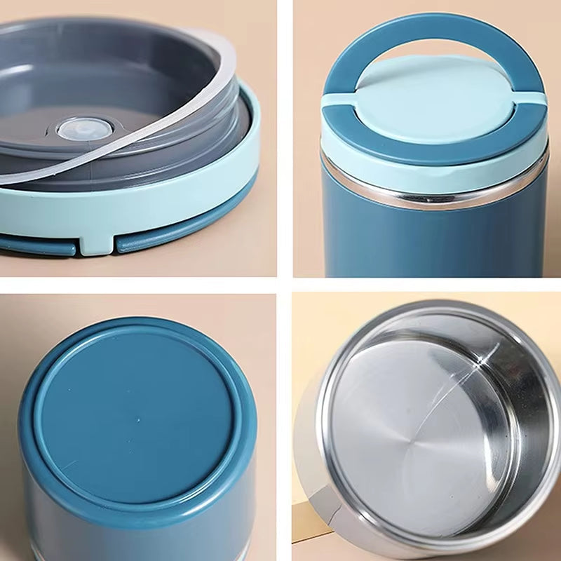 Stainless steel Mivoza insulated food container with leak-proof lid, 630ml or 1000ml, BPA-free, suitable for food storage.