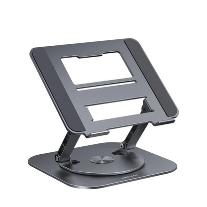 Belro aluminum alloy laptop stand with 360-degree rotating bracket, designed for adjustable and ergonomic computer positioning.