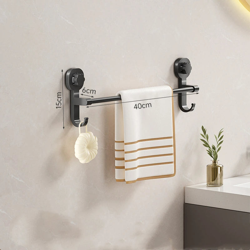 Belro wall-mounted towel rack with suction cups for outdoor use, featuring a sleek metal design and easy attachment.
