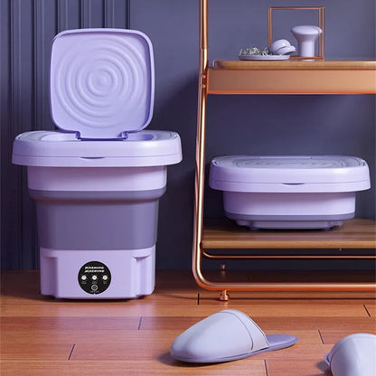Belro foldable portable washing machine with spin dryer, compact mini clothes washer for outdoor home use, lightweight and space-saving.