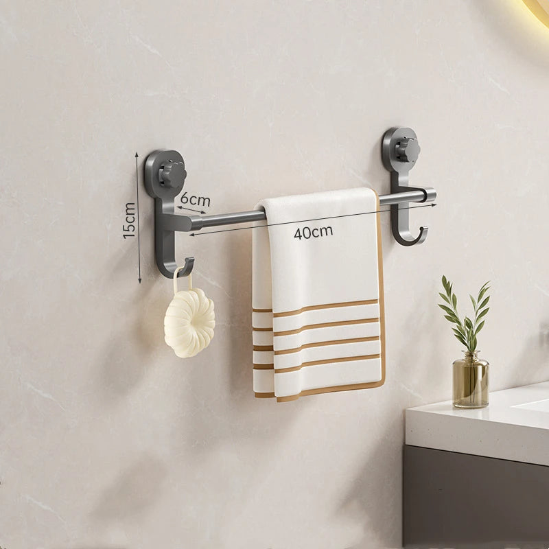 Belro wall-mounted towel rack with suction cups, suitable for outdoor use, featuring sleek metal design and easy installation.