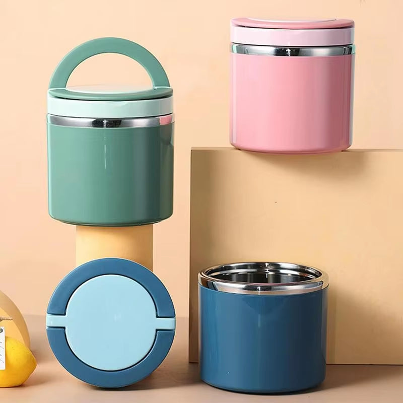Mivoza stainless steel insulated food container with leak-proof lid, available in 630ml and 1000ml, BPA-free for kitchen and dining use.