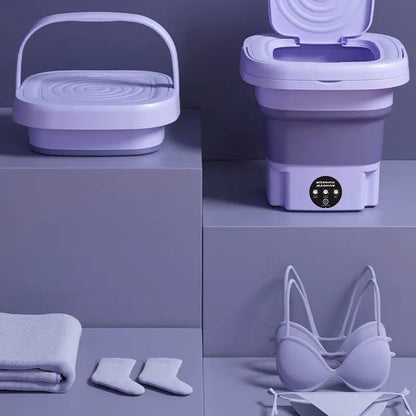 Belro foldable portable washing machine with spin dryer, compact mini clothes washer for outdoor use, ideal for home and garden.