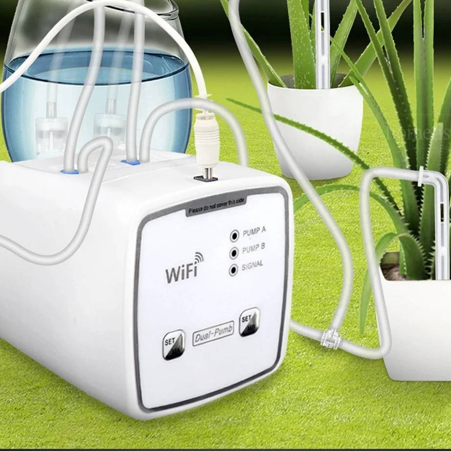 Belro WiFi smart automatic waterer for plants, suitable for up to 20 pots, outdoors, with digital controls and water flow system.