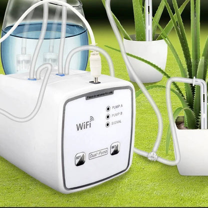 Belro WiFi smart automatic waterer for plants, suitable for up to 20 pots, outdoors, with digital controls and water flow system.