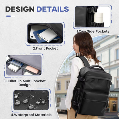 Belro 15.6-inch travel backpack for electronics and laptops, with multiple compartments and padded straps for comfortable carry.