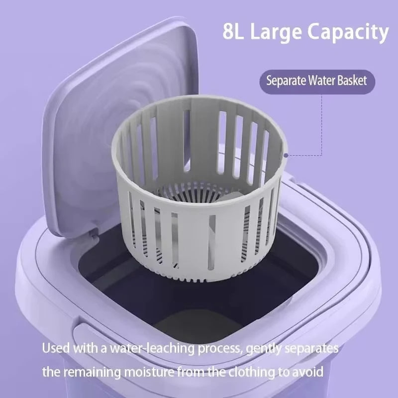 Belro foldable portable washing machine with spin dryer, compact mini clothes washer for outdoor use, ideal for home and garden.