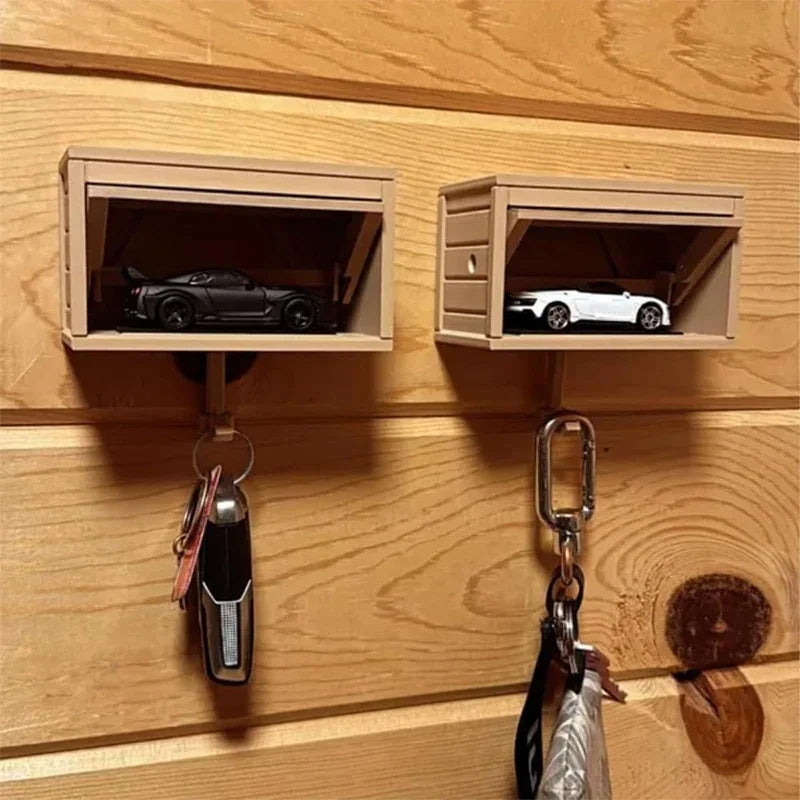 Belro Fun Car Garage key holder mounted on wall, made of durable material, ideal for organizing keys in home and outdoor spaces.