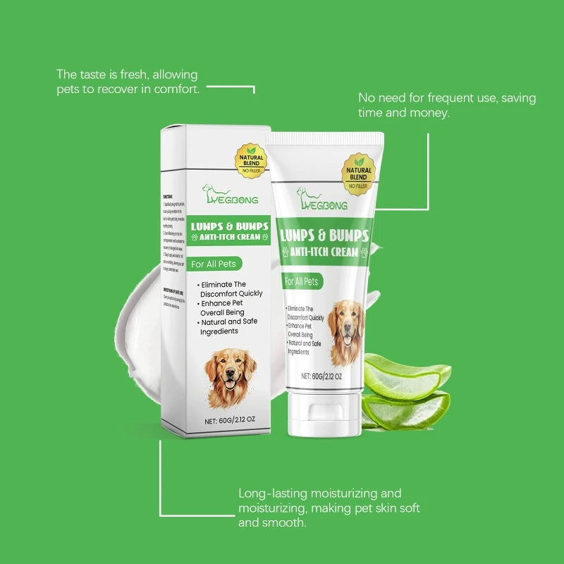Belro 60g anti-itch cream for dogs and cats, showing the tube and packaging in a pet supply setting.