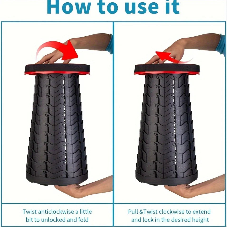 Belro collapsible folding telescopic stool in a compact, portable design suitable for home and garden use.