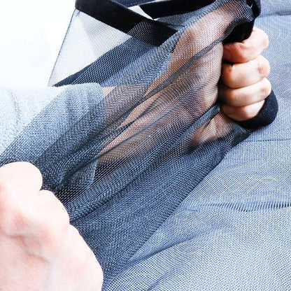 Belro magnetic screen door for men, custom sizes, installed on doorway, showing easy magnetic closure and breathable mesh fabric.