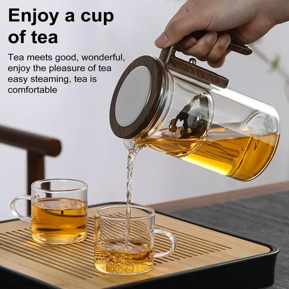 Belro water separation glass teapot for kitchen and dining, clear glass with separate compartments for water and tea.