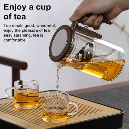 Belro water separation glass teapot for kitchen and dining, clear glass with separate compartments for water and tea.