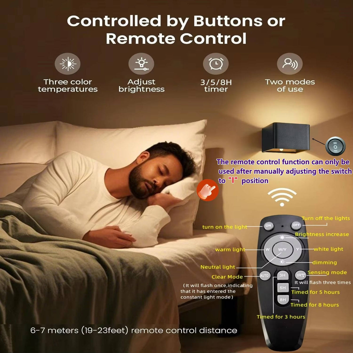 Belro indoor wall light with motion sensor and remote control, featuring sleek design and adjustable settings.