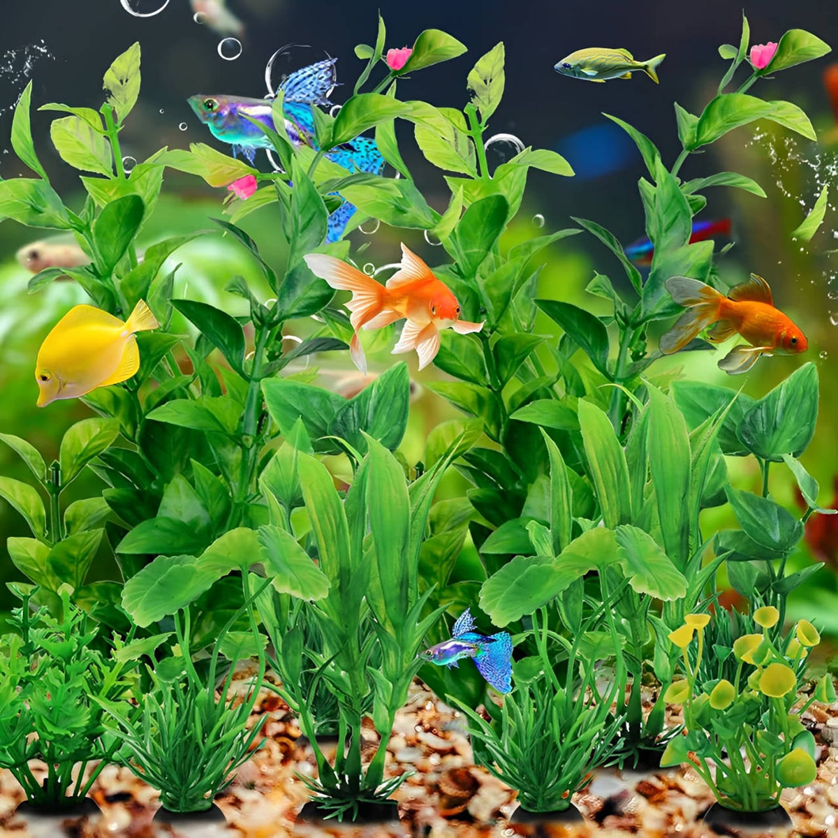 Colorful Belro fish tank decoration with underwater theme, suitable for freshwater or saltwater aquariums, adding vibrant visual interest.