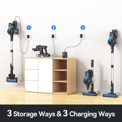 Belro cordless vacuum cleaner for home cleaning, lightweight with a sleek design, placed on a hardwood floor.