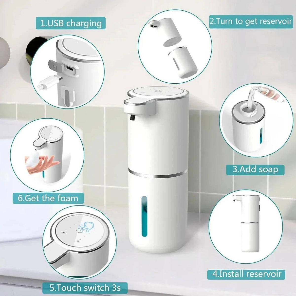 Belro automatic touchless soap dispenser in sleek design, ideal for hands-free soap dispensing in bathroom or kitchen.