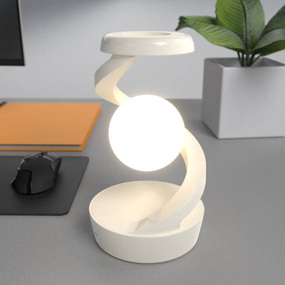 Belro levitating moon lamp with gesture control and wireless charging features, illuminated with a glowing, realistic moon design.