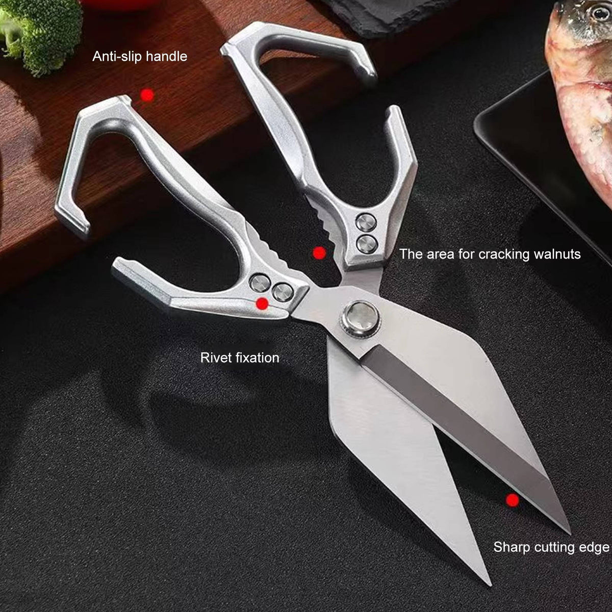 Belro kitchen shears with stainless steel blades and ergonomic handles, perfect for slicing and food prep in the kitchen.