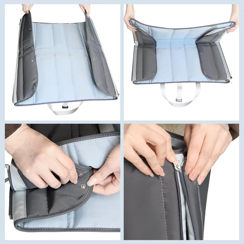 Belro dog travel bag with multiple compartments, compact design, and durable material for convenient pet accessory storage.