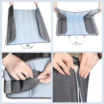 Belro dog travel bag with multiple compartments, compact design, and durable material for convenient pet accessory storage.