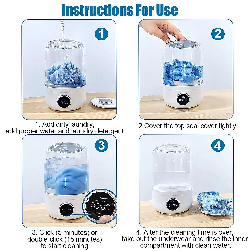 Mini rechargeable washing machine from Belro, compact outdoor home appliance with a portable design and control panel.